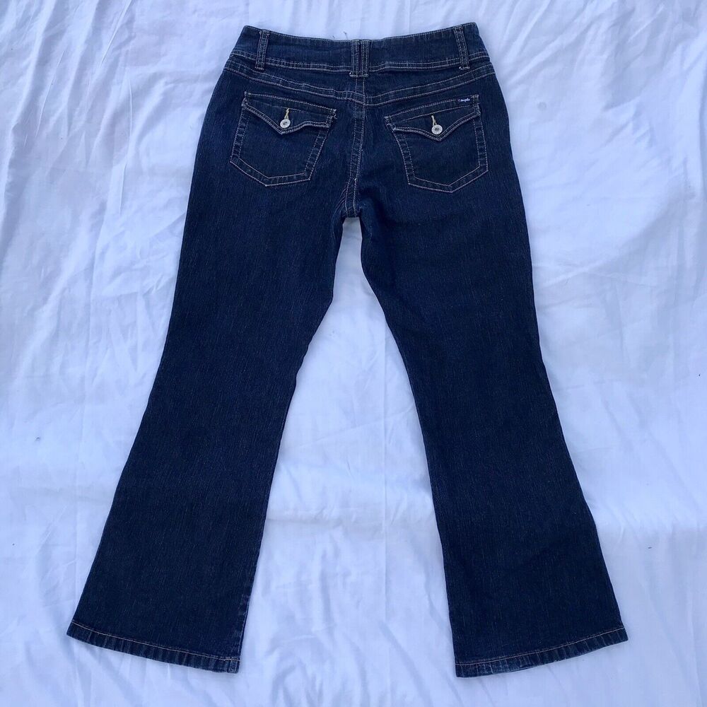 Angels Bell Bottom Flared Low Rise Dark Jeans Size 10 Petite Y2K  Vtg 90s Grunge